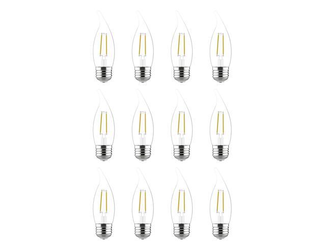 (case of 12 bulbs) GE 32162 Soft White LED Outdoor Decorative Light Bulb, 3.5 watt, 300 lumens, medium base, bent tip, clear LED chandelier...