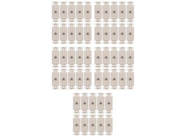 (case of 50) EATON Wiring 2162LA Single Type F Coaxial Adapter with Decorator Insert, Category 3 RJ11, RJ14, Light Almond