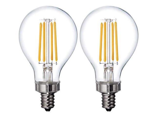 (2 bulbs) GE Relax HD Soft White 4 watt LED Clear Ceiling Fan Candelabra Base A15 Light Bulbs, 40 watt replacement, Dimmable