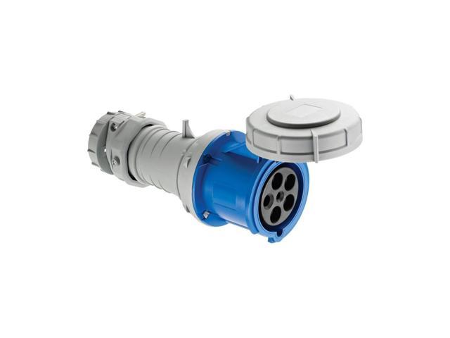 EATON Arrow Hart AH560C9W Water-Tight Pin and Sleeve Connector, IP69K rated, 60A 120/208V, 4 pole 5 wire, Female, Blue Nylon, Three Phase