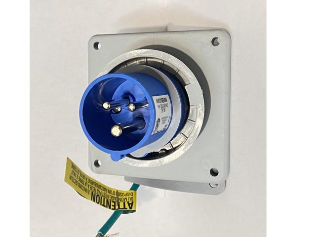 Eaton Arrow Hart AH316B6W Pin and Sleeve Inlet, 16 Amp, 220-240V, 2-pole, 3-wire, BLUE, IP69K, IP67, Extra Heavy Duty