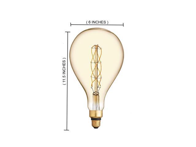 GE Lighting Large Vintage Warm Candle Light LED PS52, Amber Glass, 6.5 watts, Glorious Spiral Weave Filament, 350 lumens, PS52 Pear-Shaped LED...