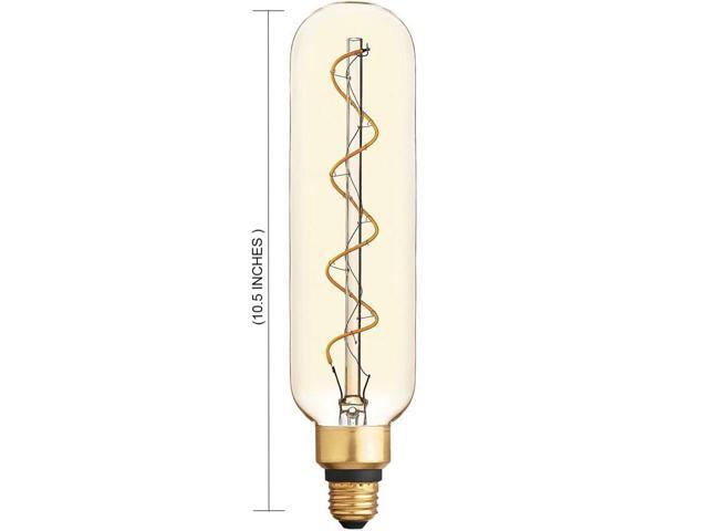 GE Large Vintage Style LED T20, 6.5 watt, 350 lumen, Amber Glass, 2000K Warm CandleLight, Spiral Filament, dimmable 40W Replacement LED T20 Tubular...