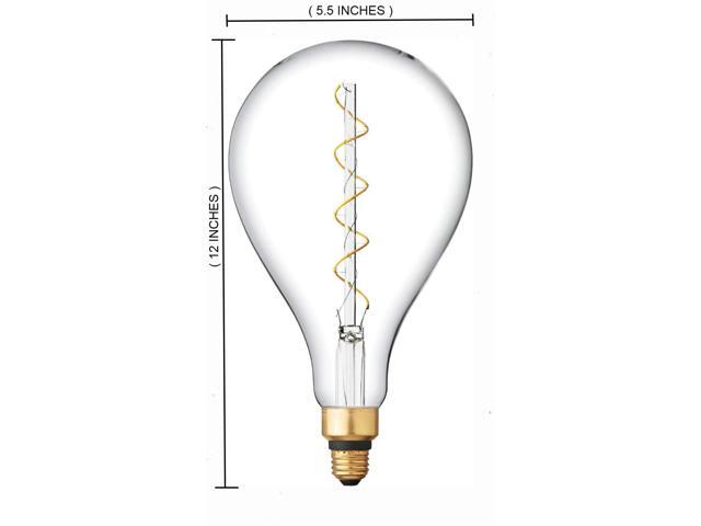 GE Large Vintage Warm Candle Light LED PS52, 6.5 watt, 350 lumen, Clear Glass, Dimmable, LED PS52 Light Bulb, Spiral filament, Medium Base,...