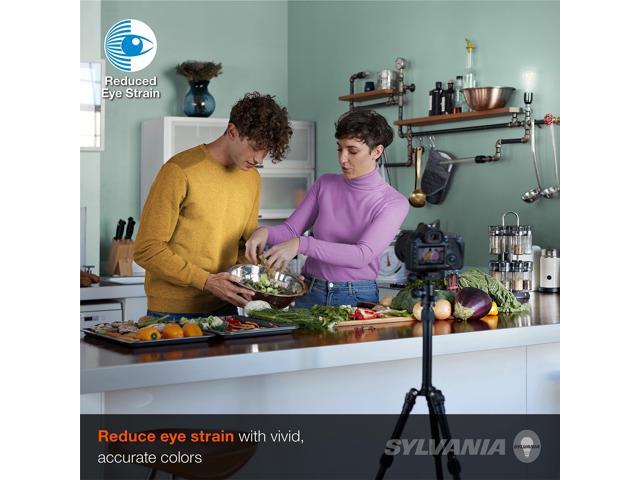 (16 bulbs) Sylvania Reduced Eye Strain ST19 LED Light Bulb, 40 watt, 425 lumen, 13 Year, Dimmable, Clear, 5000K, Daylight