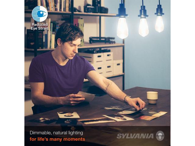 (16 bulbs) Sylvania Reduced Eye Strain ST19 LED Light Bulb, 40 watt, 425 lumen, 13 Year, Dimmable, Clear, 5000K, Daylight