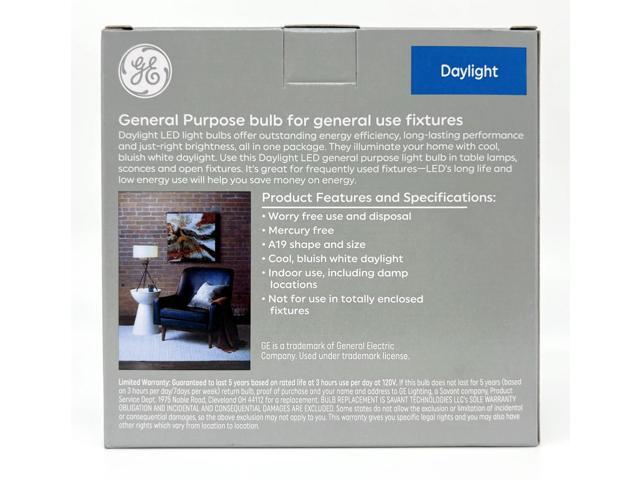 (2 bulbs) GE classic LED A19 Daylight Bulbs, 15 watts, 1600 Lumens , HD Light, Exceptional color contrast and brightness, 100 watt equivalent, LED...