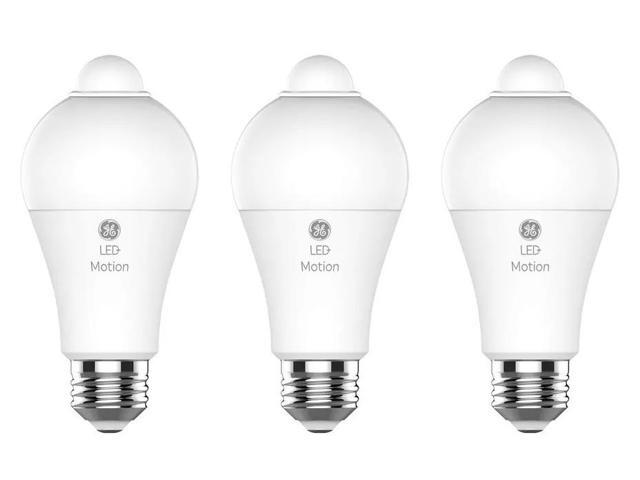 (3 bulbs) GE LED+ Motion Sensing LED Light Bulb, 12 watts, 1100 lumens, 75 watt replacement, warm white, lights automatically when motion is...