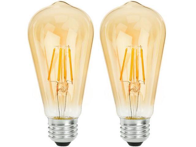 (2 bulbs) Sylvania ST19 Vintage LED 60 watt replacement using only 6 watts, Antique Amber Glow, 650 lumens, LED light bulb