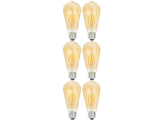 (6 bulbs) Sylvania ST19 Vintage LED 60 watt replacement using only 6 watts, Antique Amber Glow, 650 lumens, LED light bulb