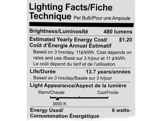 (case of 6) GE 69118 LED A19, 6 watt, 3000K Soft Natural White, Medium screw base, Dimmable