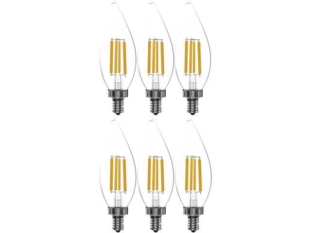 (6 bulbs) GE ultra bright LED 100 watt equivalent CA12 Daylight Dimmable Decorative Candle Light Bulb