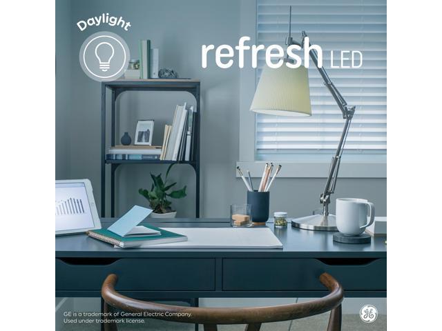 (4 bulbs) GE Refresh LED Light Bulbs, 60 Watt, Daylight, A19, 10 watt, 800 lumens, Dimmable, energetic daylight LED bulb