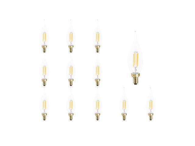 LEDVANCE Sylvania Reduced Eye Strain B10 LED Light Bulb, 60W = 5.5W, Candelabra Base, 13 Year, Dimmable, Clear, 2700K, Soft White - 12 Pack (41225)