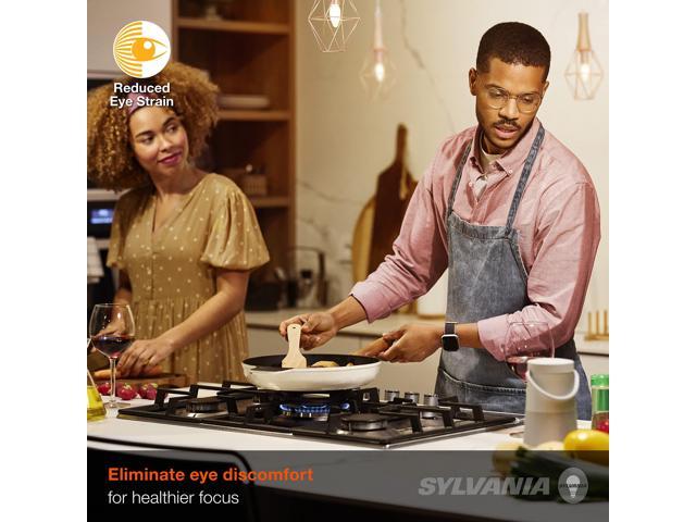 LEDVANCE Sylvania Reduced Eye Strain B10 LED Light Bulb, 60W = 5.5W, Candelabra Base, 13 Year, Dimmable, Clear, 2700K, Soft White - 12 Pack (41225)