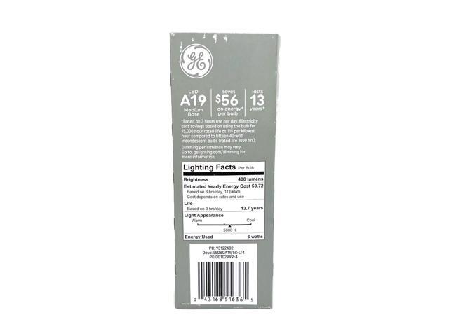 GE classic LED 40 watt equivalent A19 Daylight Dimmable LED Bulb (4 pack)