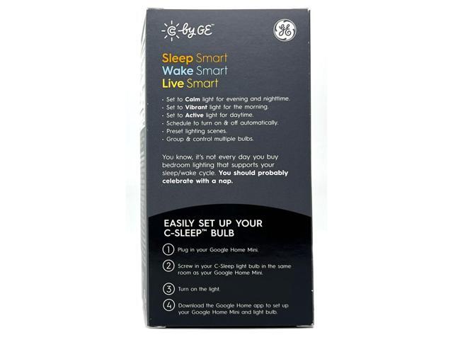 GE LED A19 Smart Bulb, C by GE, Sleep Smart Bulb, 3 color settings, 11 watts, 850 lumens, works with google assistant