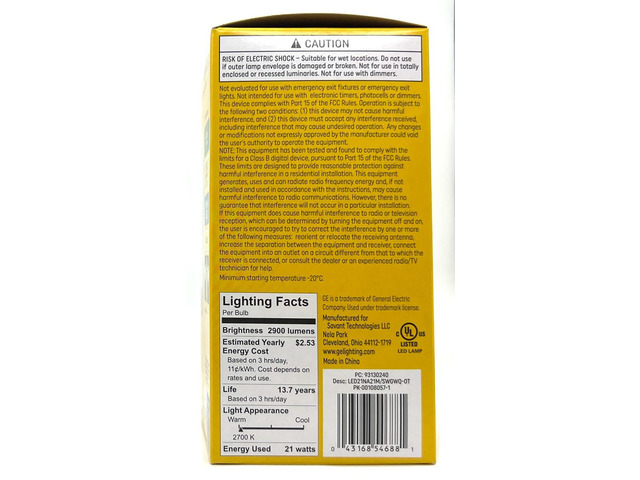 GE ultra bright LED A21, 21 watt, 2900 lumens, Soft White, Outdoor, Non-Dimmable LED ultrabright Light bulb
