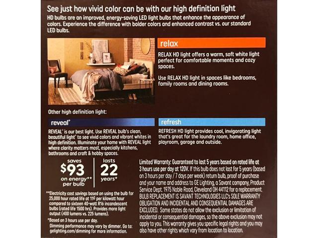 (2 bulbs) GE relax LED R16 Light Bulb, 6 watt, 400 lumens, Dimmable, HD Light, exceptional color contrast and brightness, comfortable soft white...