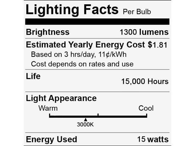 (8 bulbs) GE classic LED PAR38 Floodlight, 15 watt, 1300 lumen, 3000K warm white, outdoor wet rated, dimmable, medium base