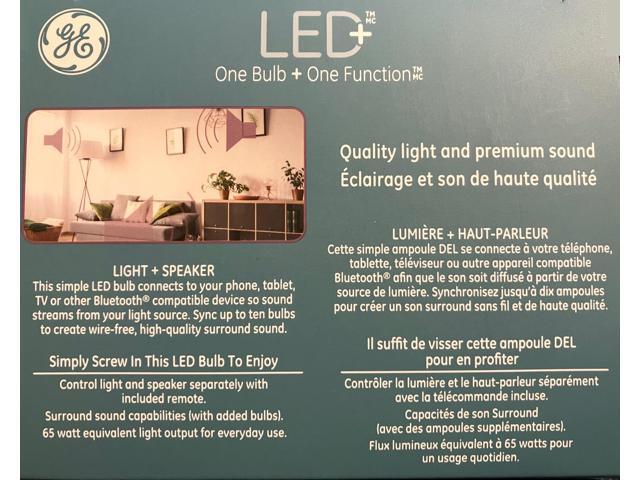 (case of 3) GE Lighting LED+ Speaker Indoor Floodlight Bulb, Soft White, Bluetooth Speaker, No App or Wi-Fi Required, Remote Included, BR30 Indoor...