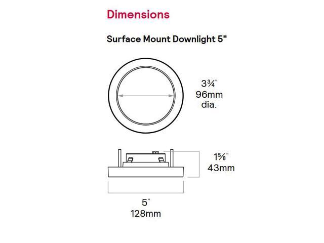Philips Lightolier Indoor Surface Flush Mount Downlight LED, 5 inch, Round, Selectable lumen and color, Dimmable, 11 or 9 watt
