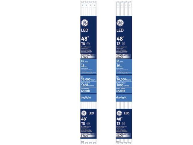 (16 tubes) GE 13142 LED tube Plug and Play Easy Replacement for 48 inch T8 Fluorescent, 15 watts, 4ft, 6500K Daylight