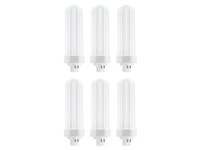 (case of 6) GE Bright White 42 Watt Plug-in CFL GX24q-4 Base, 3500K Neutral Bright White, 6.4-inch F42TBX Light Bulb, 4 pin Plug-in