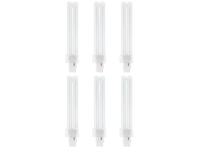 (6 bulbs) GE Bright Cool White 26 watt Plug-in CFL G24d-3 base, 6.7 inch, F26DX, 4100K Cool White Compact Fluorescent CFL Light Bulb