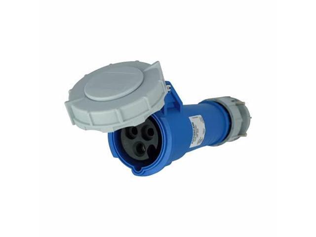 Eaton AH320C6W Pin & Sleeve Connector, 20A, 250V, 2 pole 3 wire, grounding, Blue, Extra Heavy-Duty, IP69K.