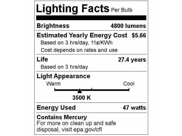 (6 tubes) GE 62021 - F54T5/47W/835/ECO Straight T5 Fluorescent Tube Light Bulb, 45.5 inch, 3500K Neutral White, 47 watts