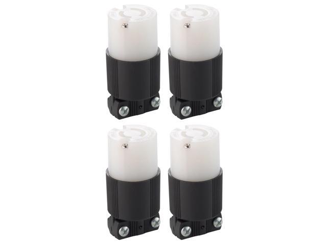 (case of 4) EATON Wiring CWL220C-C1 Safety Grip Connector, 20 Amp 250V, NEMA L2-20, Black & White