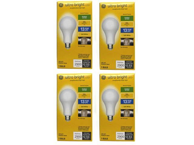 (case of 4) GE ultra bright LED A21, 21 watt, 2900 lumens, Soft White, Outdoor, Non-Dimmable LED ultrabright Light bulb