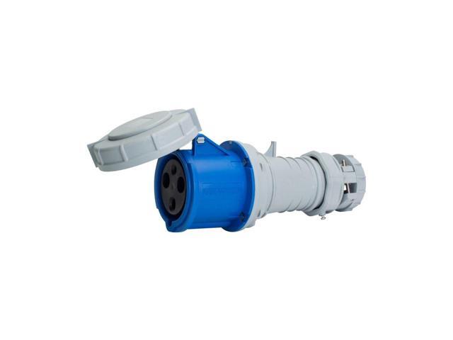 Eaton Arrow Heart Pin and Sleeve Connector, AH360C6W, 60A, 250V, 2 Pole, 3 Wire, Watertight, Blue, IEC 309