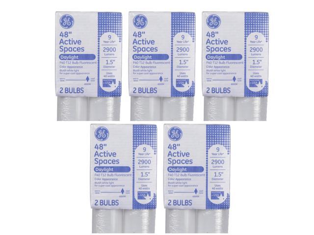 (10 lamps) GE 66654 Fluorescent Tube F40T12, 40 Watts, 2900 lumens, Daylight 6500K, 48 inch fluorescent tube