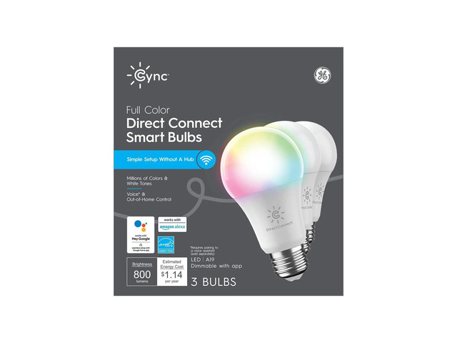 GE Cync 60-Watt EQ A19 Full Spectrum Medium Base (e-26) Dimmable Smart LED Light Bulb (3-Pack) Item #4082863 Model #93129822