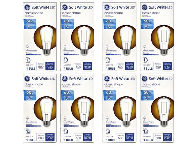(8 bulbs) GE LED ST19 Soft White, 5 watt, 500 lumens, Dimmable, 60 watt equivalent, LED Light Bulb, medium base