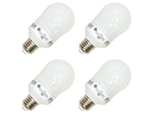 (quantity of 4) GE Compact Fluorescent- FLE15/2/A19XL Pear A Line Screw Base Compact Fluorescent Light Bulb
