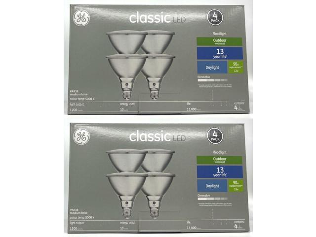 (8 bulbs) GE Classic LED PAR38 Outdoor floodlight, 13 watt, 1200 lumen, Daylight 5000K, Dimmable, medium base