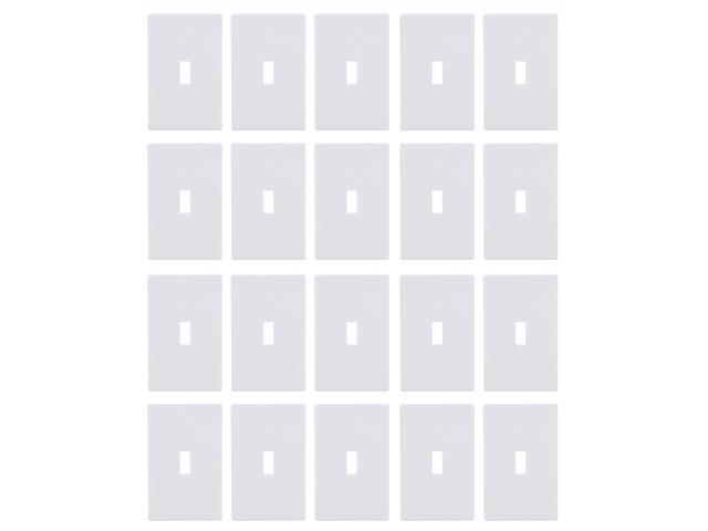 (quantity of 20) EATON PJS1W Arrow Hart PJS1W Mid Size ScrewLess Wall Plate, 1 Gang, 4-7/8 in L X 3-1/8 in W X 0.08 in T, White