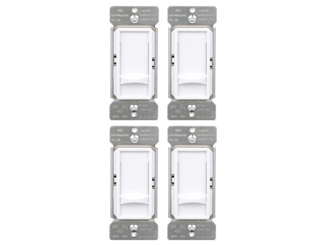 (quantity of 4) Eaton Universal Full Slide Dimmer 120V, White