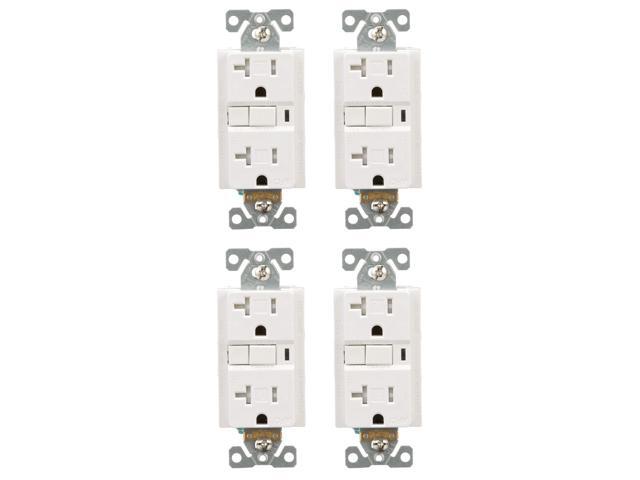 (case of 4) EATON TRAFCI20W Tamper Resistant AFCI Duplex Receptacle, 125 Vac, 20 A, 2 Pole, 3 Wire, White