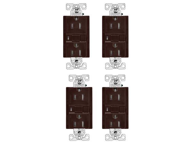 (case of 4) Eaton TRAFCI15B 15 Amp Tamper Resistant AFCI Receptacle, Brown Finish, 2-pole, 3-wire grounding