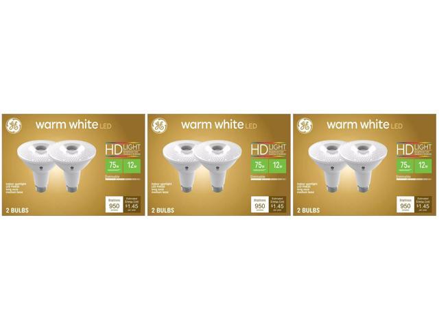 (6 bulbs) GE LED PAR30 long neck, Indoor Spotlight, warm white HD, 75 watt equivalent, Dimmable, 950 lumens, uses only 12 watts, LED Spotlight...