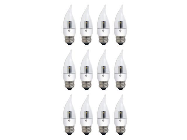 GE 75544 LED CA11 Bulb, Decorative Chandelier Bulb, medium base, bent tip, 4 watt, 250 lumen, 2400K warm white, Dimmable,