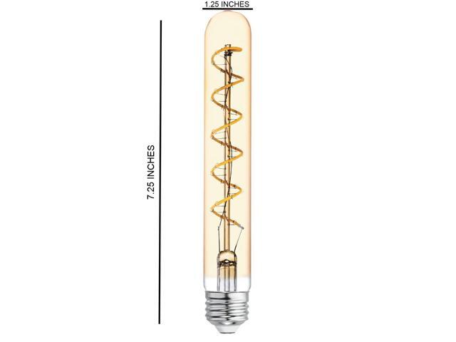 GE Lighting Vintage Style LED Tube Light Bulb, 5 Watts (60 Watt Equivalent) Warm Candle Light, Amber Glass, Medium Base, Dimmable, spiral filament...