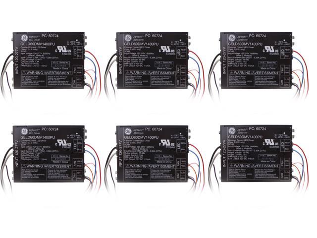 (case of 6) GE GELD60DMV1400PU 60724 Constant Current Led Driver, 120/277V, 15-44V, 1.4A