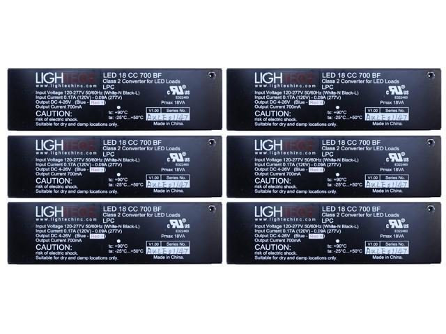 (case of 6) GE 66883 18 watt Output - 120-277 volt Input - Constant Current - TE Dimming - Bottom Feed Wiring - Lightech