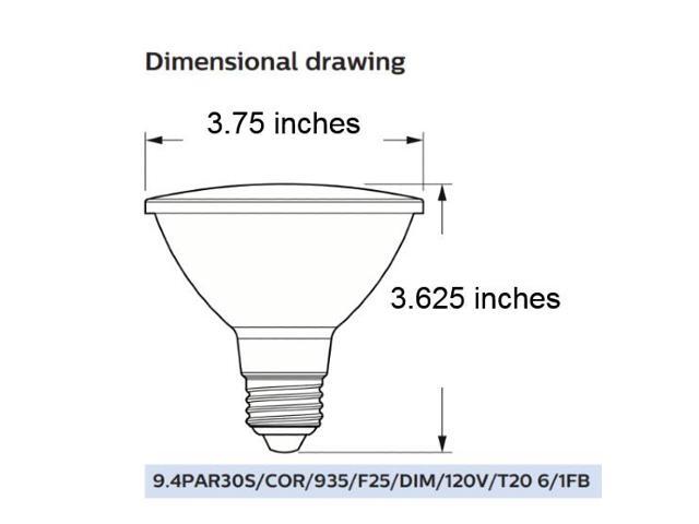 Philips LED PAR30S Narrow Flood/Spot, Neutral White Light, 9.4 watts, 850 lumens, 3500K, 25 degree beam angle, Dimmable, Medium Base