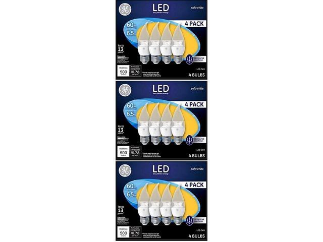 GE 94872 LED Decorative Chandelier bulbs, medium base, 6.5 watts, 500 lumens, Dimmable (quantity of 12 bulbs)